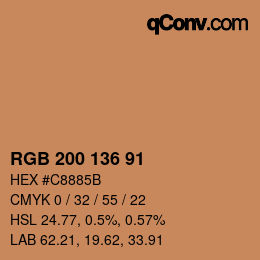 Color code: RGB 200 136 91 | qconv.com