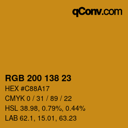 Código de color: RGB 200 138 23 | qconv.com