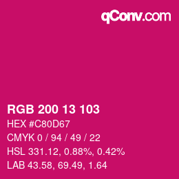 Color code: RGB 200 13 103 | qconv.com