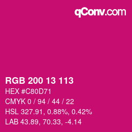 Color code: RGB 200 13 113 | qconv.com