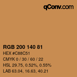 カラーコード: RGB 200 140 81 | qconv.com