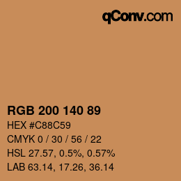 Código de color: RGB 200 140 89 | qconv.com