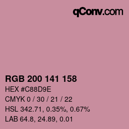 Color code: RGB 200 141 158 | qconv.com