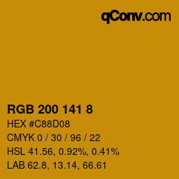 Code couleur: RGB 200 141 8 | qconv.com