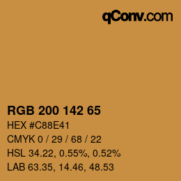 Color code: RGB 200 142 65 | qconv.com