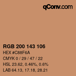 Color code: RGB 200 143 106 | qconv.com