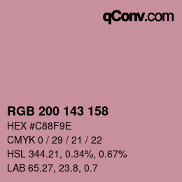 颜色代码: RGB 200 143 158 | qconv.com