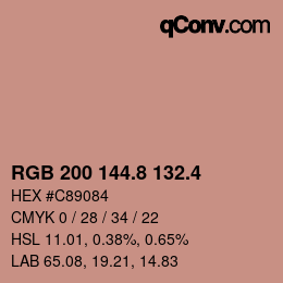 カラーコード: RGB 200 144.8 132.4 | qconv.com