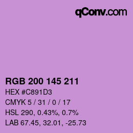 Color code: RGB 200 145 211 | qconv.com
