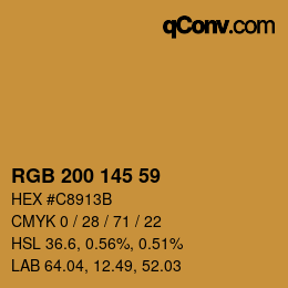 Color code: RGB 200 145 59 | qconv.com