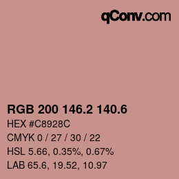 カラーコード: RGB 200 146.2 140.6 | qconv.com