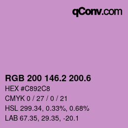 カラーコード: RGB 200 146.2 200.6 | qconv.com