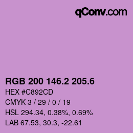 カラーコード: RGB 200 146.2 205.6 | qconv.com