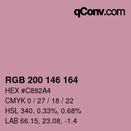 カラーコード: RGB 200 146 164 | qconv.com