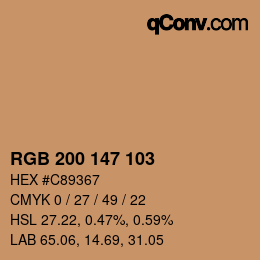 Color code: RGB 200 147 103 | qconv.com