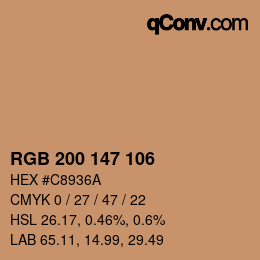 Farbcode: RGB 200 147 106 | qconv.com