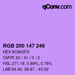 Color code: RGB 200 147 249 | qconv.com