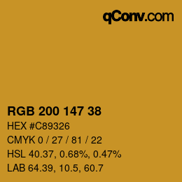 Color code: RGB 200 147 38 | qconv.com