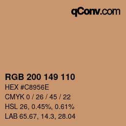 Color code: RGB 200 149 110 | qconv.com