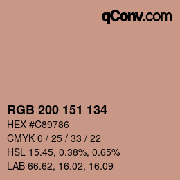 Color code: RGB 200 151 134 | qconv.com