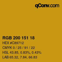 Color code: RGB 200 151 18 | qconv.com