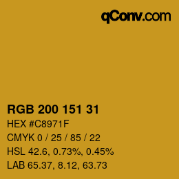 Color code: RGB 200 151 31 | qconv.com