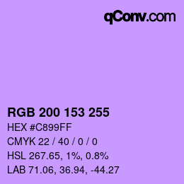 Color code: RGB 200 153 255 | qconv.com