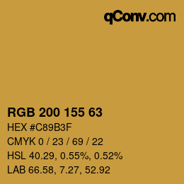 Color code: RGB 200 155 63 | qconv.com