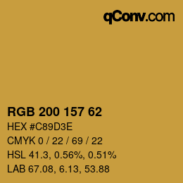 Color code: RGB 200 157 62 | qconv.com