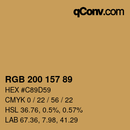 カラーコード: RGB 200 157 89 | qconv.com