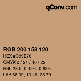 Color code: RGB 200 158 120 | qconv.com