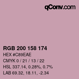 カラーコード: RGB 200 158 174 | qconv.com