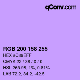 Color code: RGB 200 158 255 | qconv.com