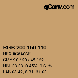 Color code: RGB 200 160 110 | qconv.com