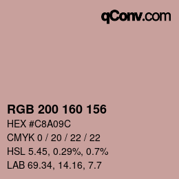 カラーコード: RGB 200 160 156 | qconv.com