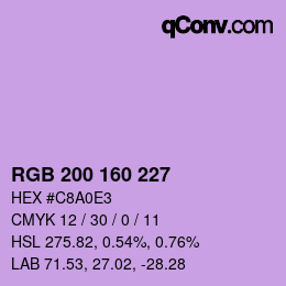 Color code: RGB 200 160 227 | qconv.com