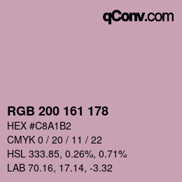 カラーコード: RGB 200 161 178 | qconv.com