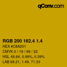 カラーコード: RGB 200 162.4 1.4 | qconv.com