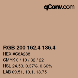 カラーコード: RGB 200 162.4 136.4 | qconv.com