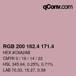 カラーコード: RGB 200 162.4 171.4 | qconv.com