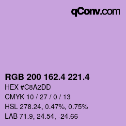 カラーコード: RGB 200 162.4 221.4 | qconv.com