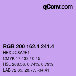 カラーコード: RGB 200 162.4 241.4 | qconv.com