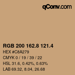 カラーコード: RGB 200 162.8 121.4 | qconv.com