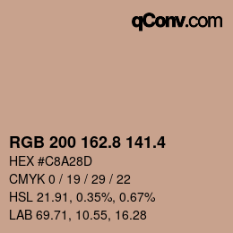 カラーコード: RGB 200 162.8 141.4 | qconv.com