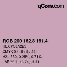 カラーコード: RGB 200 162.8 181.4 | qconv.com