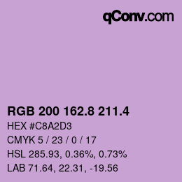 カラーコード: RGB 200 162.8 211.4 | qconv.com