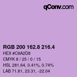 カラーコード: RGB 200 162.8 216.4 | qconv.com