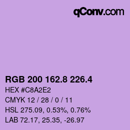 カラーコード: RGB 200 162.8 226.4 | qconv.com