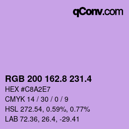 カラーコード: RGB 200 162.8 231.4 | qconv.com