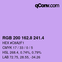 カラーコード: RGB 200 162.8 241.4 | qconv.com